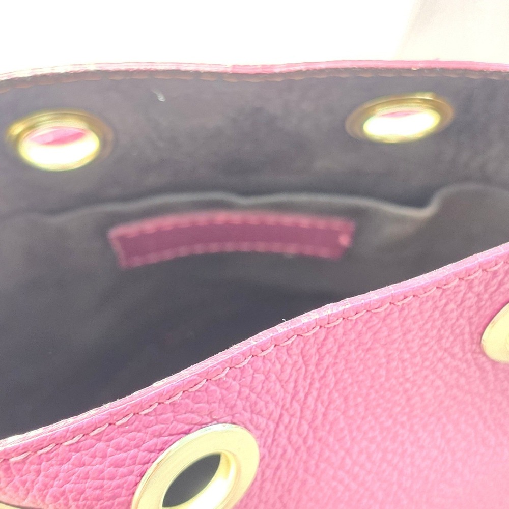 Divina Firenze Italy Magenta Pebbled Leather Bucket Bag Gold Chain Crossbody - Picture 9 of 9